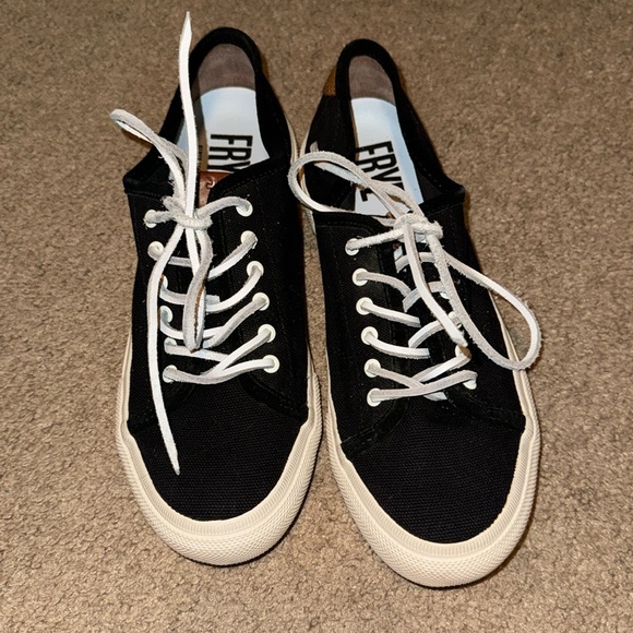 Frye Shoes - Frye Black Canvas Sneakers with Leather Shoestrings Size 7
